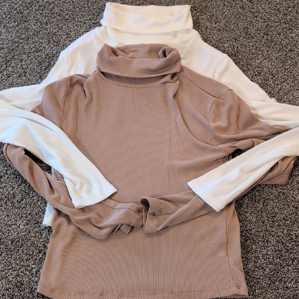 Olive & Oak Cowl Neck Sweaters - Cream and Brown